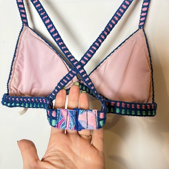 Victoria's Secret Bali Triangle Bikini Top Floral Criss Cross Back Beach Swim M - Picture 5 of 9